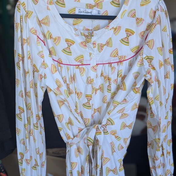 NWT Rachel Antonoff Claudia Dress in Rainbow Farfalle Pasta Print - Picture 2 of 4